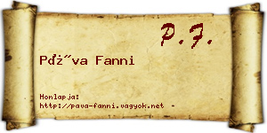 Páva Fanni névjegykártya